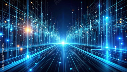 Wallpaper Mural Digital data streams flowing through a dark matrix Torontodigital.ca