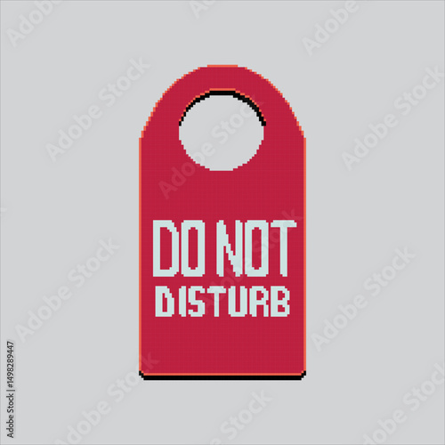 Pixel art illustration Door Hanger. Pixelated Hotel Hanger. Hotel Door Hanger Sign Icon pixelated for the pixel art game and icon for website and video game. old school retro.