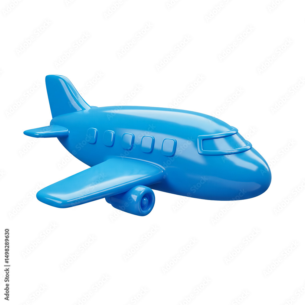 Obraz premium Airplane Blue Cartoon Icon 3d Plastic Travel Jet