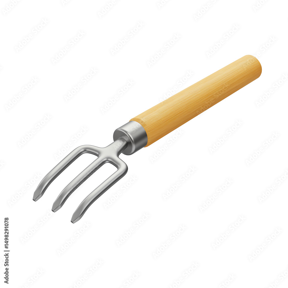 Fototapeta premium Hand cultivator lying on transparent background for gardening
