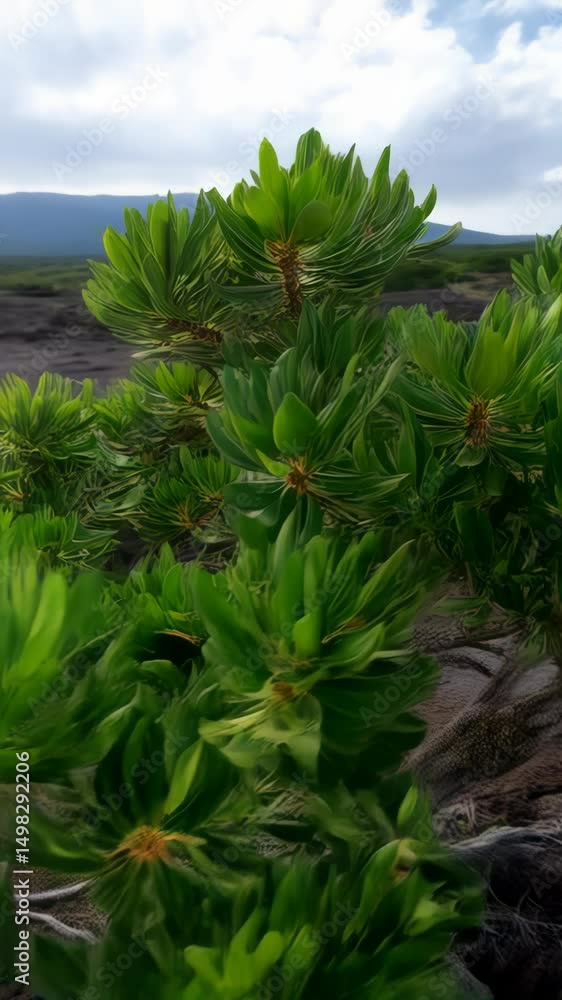 Lush green plant with sprawling roots on rocky terrain set against a backdrop of distant hills and cloudy sky, portraying resilience. Lush green plant with sprawling roots on rocky terrain set against a backdrop of distant hills and cloudy sky, portraying resilience.