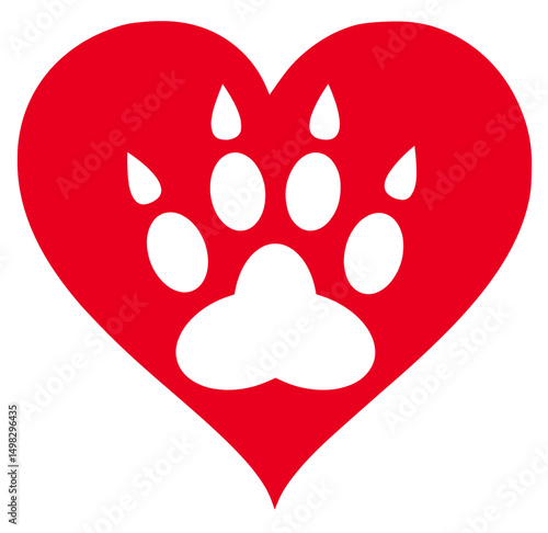 Red Heart with Paw Print 