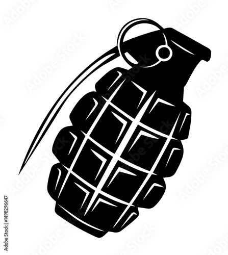 Hand Grenade with Pin – Danger, Explosion, Conflict, and Military Power. 