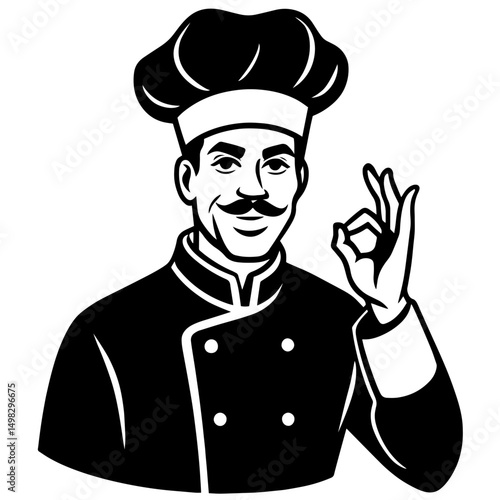 Chef with Hat Showing OK Hand Sign