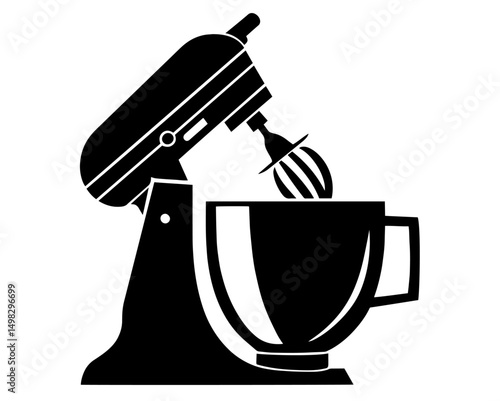 Stand Mixer Silhouette with Bowl and Whisk Attachment