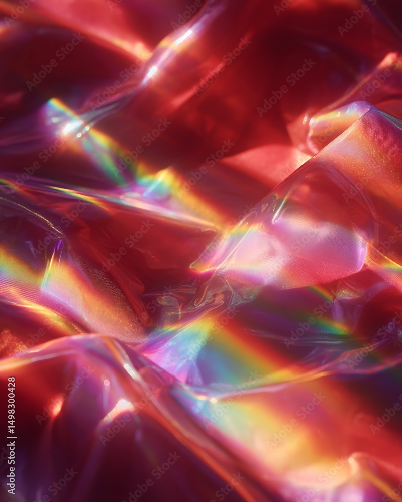 Obraz premium Iridescent Red Fabric with Rainbow Reflections