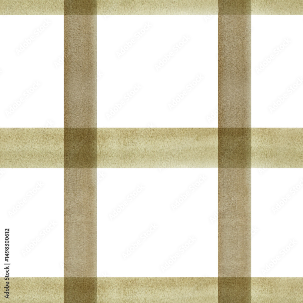 Fototapeta premium Seamless checkered pattern. Handmade watercolor illustration. Green - brown cage for packaging, textiles, wallpaper, printing and wrapping paper, for tablecloths, curtains and home decor.