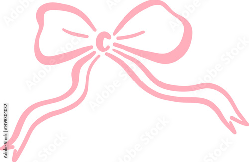 Minimalist Pink Bow with Long Flowing Tails
