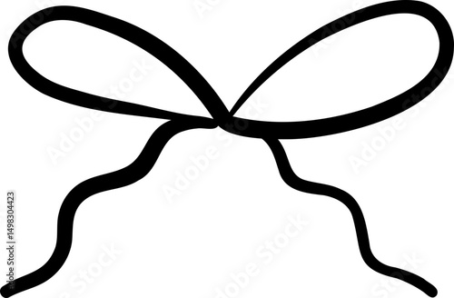 Wavy Black Ribbon Bow with Relaxed Loops