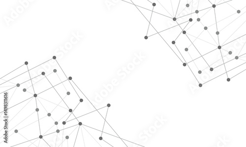 Website header or banner design with abstract geometric background and connecting dots and lines. Global network connection. Digital technology with plexus background and space for your text