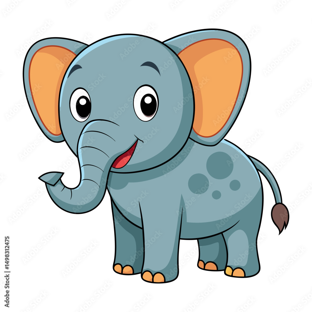 Cute cartoon elephant isolated on white background. Side view. Vector illustration. Cute cartoon elephant isolated on white background. Side view. Vector illustration.