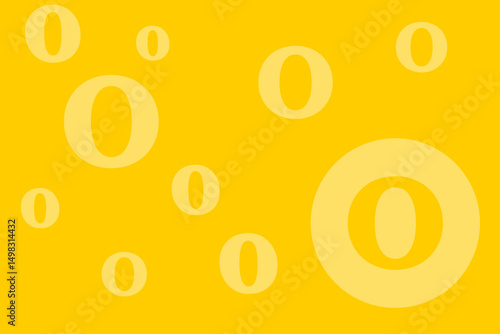 Bright yellow background with varying sizes of the number zero scattered across