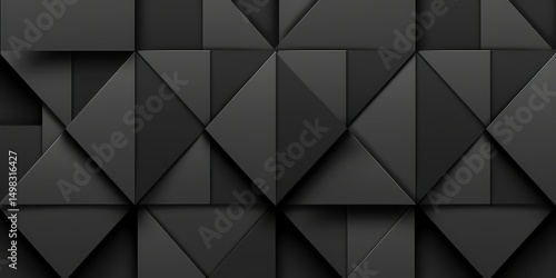 モノクロの幾何学模様の背景、立体的な三角形と菱形のテクスチャ