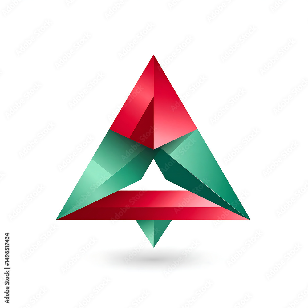 Fototapeta premium Abstract Red and Green Triangular 3D Logo Design