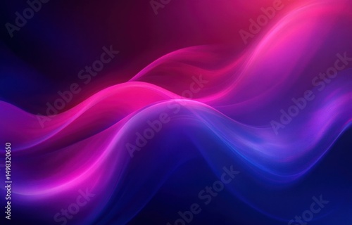Wallpaper Mural Abstract flowing waves in vibrant shades of pink, purple, and blue creating a smooth, dynamic, and ethereal light effect on a dark background Torontodigital.ca