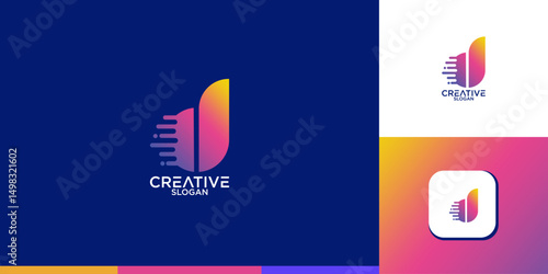 letter d abstract geometry logo vector design