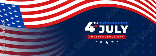 4th of July social media banner with USA flag, balloon | United States Independence Day banner | Fourth of July