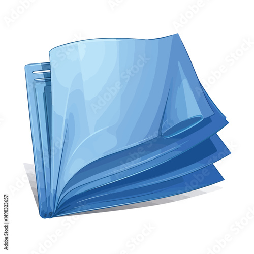 Professional Blue Shading Silhouette Opened Folder with Sheets Illustration