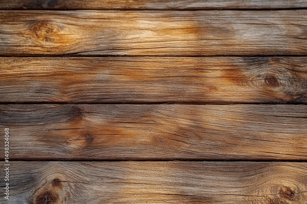 Naklejka premium close-up of textured wooden surface with warm brown and gray tones showing natural grain and knots