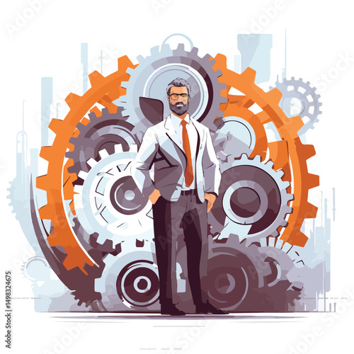 Professional Vector Illustration of Boss and Worker Teamwork for Business Presentations