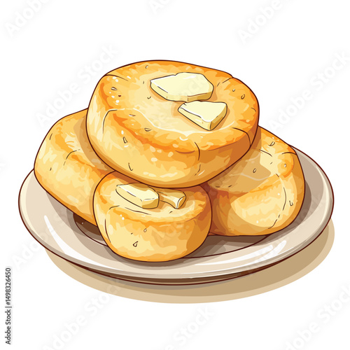 Assorted Bread Varieties on a Plate - Vector Illustration for Culinary Displays