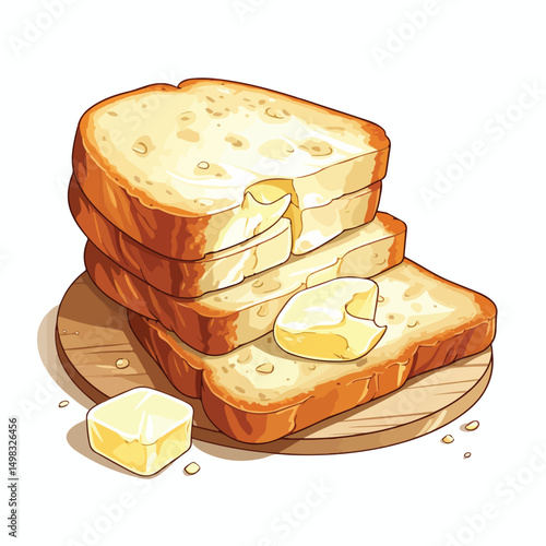 Professional Vector Image of Bread Slices with Butter for Culinary Designs