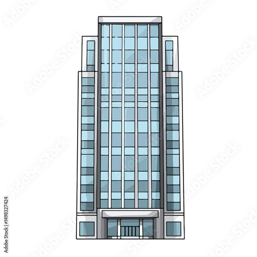 Modern Skyscraper Tower Exterior with Glass Windows Vector Illustration for Architectural Design Projects