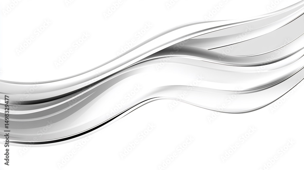 Obraz premium Blank luxury wishcard metallic silver waves and glossy black base abstract sophistication no text Adobe Stock compliant