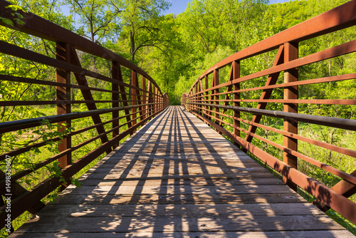 A Footbridge Leading To The Woods In Spring