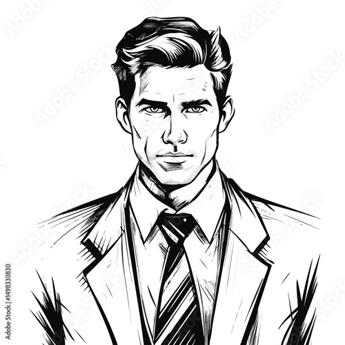 Professional Businessman Avatar Cartoon Scribble Vector Illustration for Marketing Materials