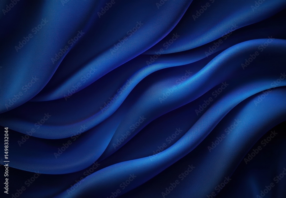 Smooth flowing deep blue fabric folds creating a luxurious and elegant texture with soft lighting enhancing the silky material Smooth flowing deep blue fabric folds creating a luxurious and elegant texture with soft lighting enhancing the silky material