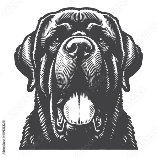 Vintage Hand-Drawn English Mastiff Head Portrait Illustration – Majestic Dog Engraved Style Vector for T-Shirts, Posters, Stickers, and Pet Lovers Apparel