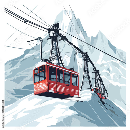 Modern cableway vector illustration for transportation and travel concepts