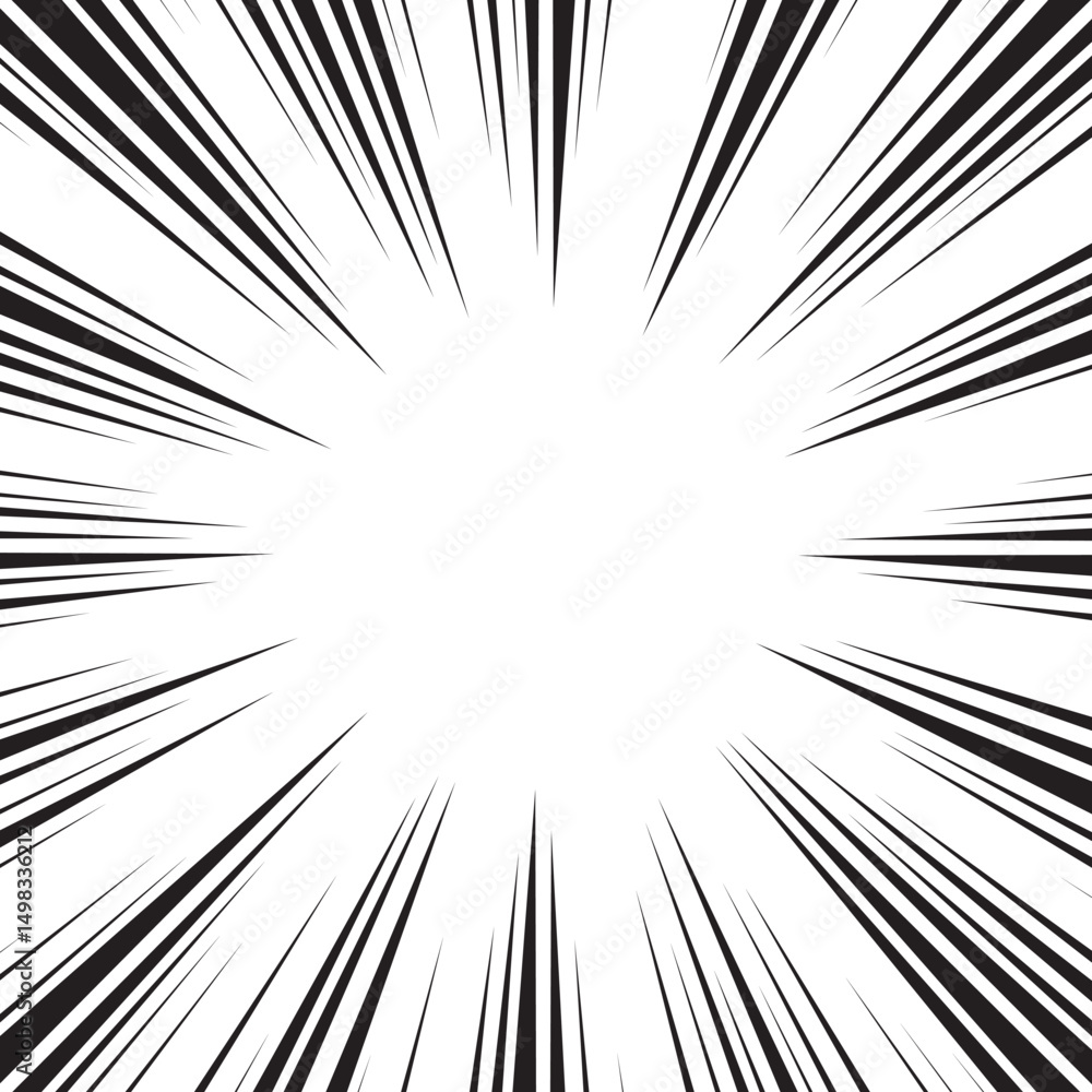 Manga comic explosion, motion or movement effect, vector background. Manga anime cartoon radial speed lines and abstract pattern for comic book burst, flash ray or explode bang action Manga comic explosion, motion or movement effect, vector background. Manga anime cartoon radial speed lines and abstract pattern for comic book burst, flash ray or explode bang action