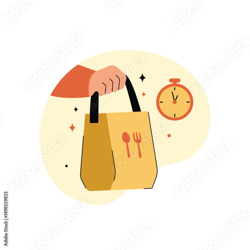 Courier Pick up Food that is ready to be delivered concept illustration scene