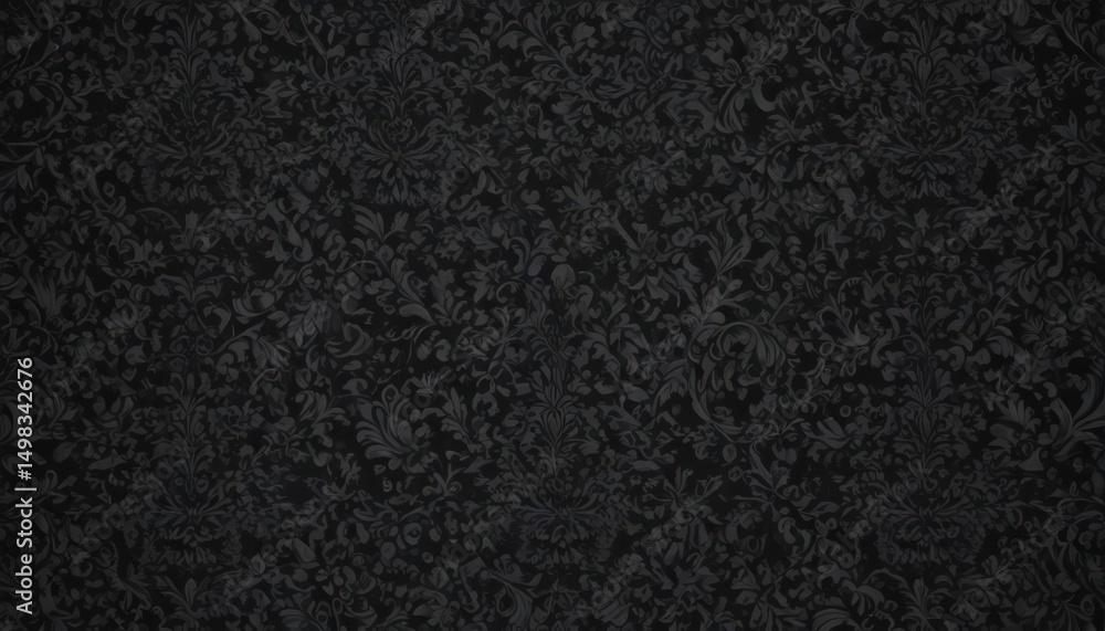 Fototapeta premium Intricate black damask, seamless floral vines , black and white, motif