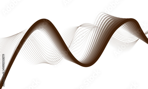 Abstract brown wave pattern with thin lines on a white background creating a smooth flowing design.