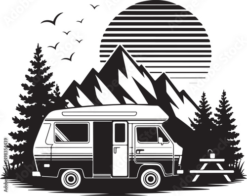 Tent Under Stars Camping Silhouette

Campfire by the Lake Vector Scene

Hiker Resting at Campsite Design

Family Camping Adventure Silhouette

Mountain Forest Camping Night Vector