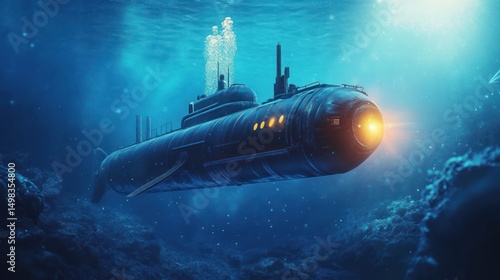 Wallpaper Mural Submersible exploration: A submarine navigates a vibrant underwater ecosystem Torontodigital.ca