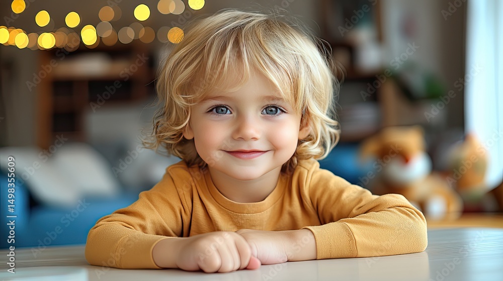 Happy toddler boy indoor portrait. Happy toddler boy indoor portrait.