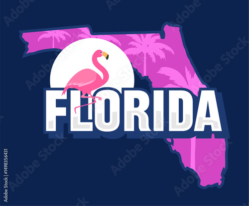florida state with flamingo silhouette