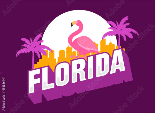 florida state with flamingo silhouette