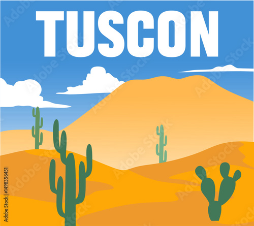 tucson arizona with cactus silhouette