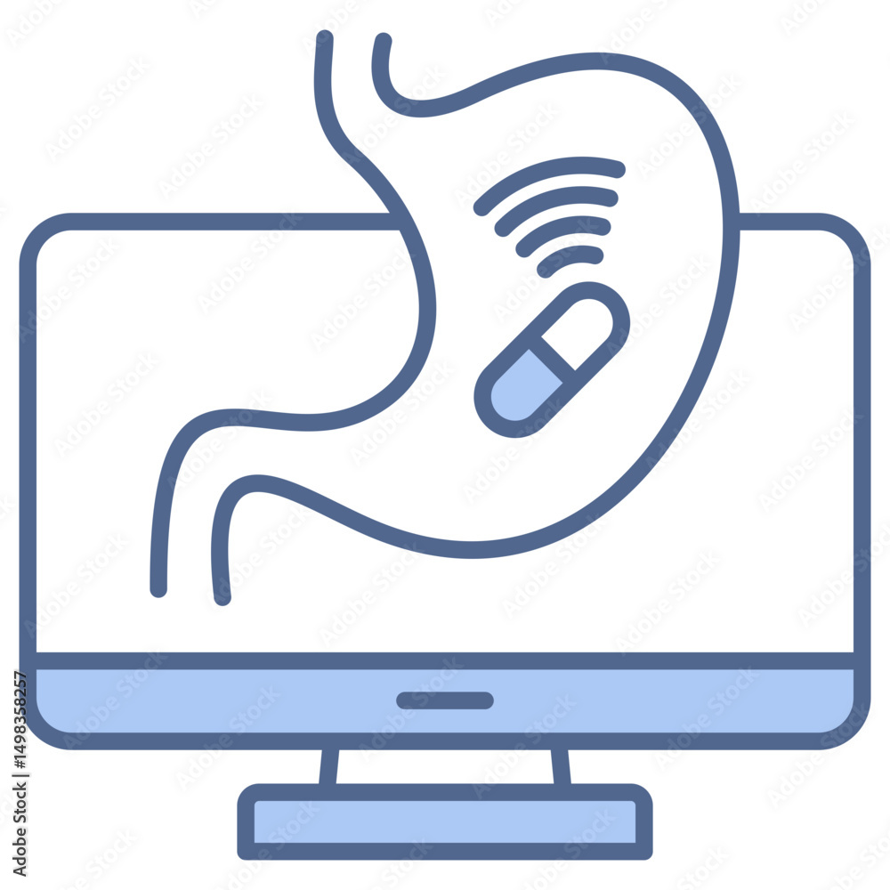 Capsule Endoscopy Blue Icon Capsule Endoscopy Blue Icon