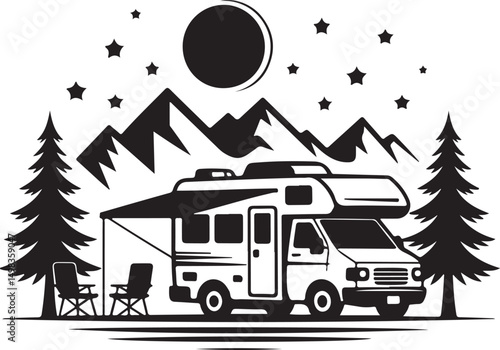 Tent Under Stars Camping Silhouette

Campfire by the Lake Vector Scene

Hiker Resting at Campsite Design

Family Camping Adventure Silhouette

Mountain Forest Camping Night Vector