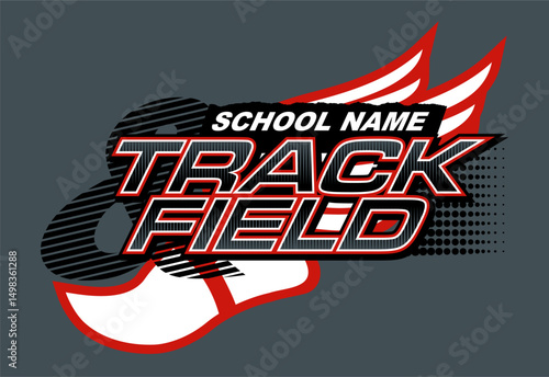 track and field team design with track foot for school, college or league sports