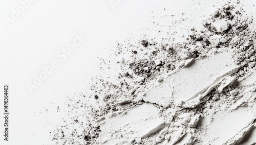 Light gray powder scattered on white background