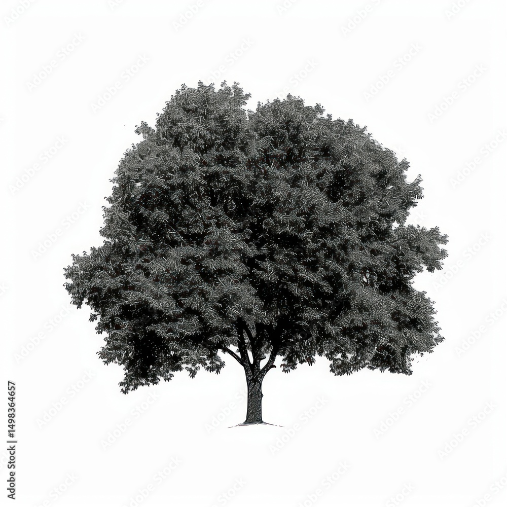 Fototapeta premium Detailed monochrome tree illustration