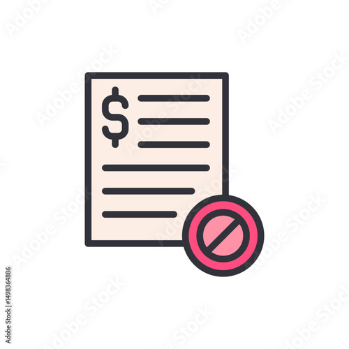 Unpaid Bill Concept With Prohibited Sign On Transparent Layer