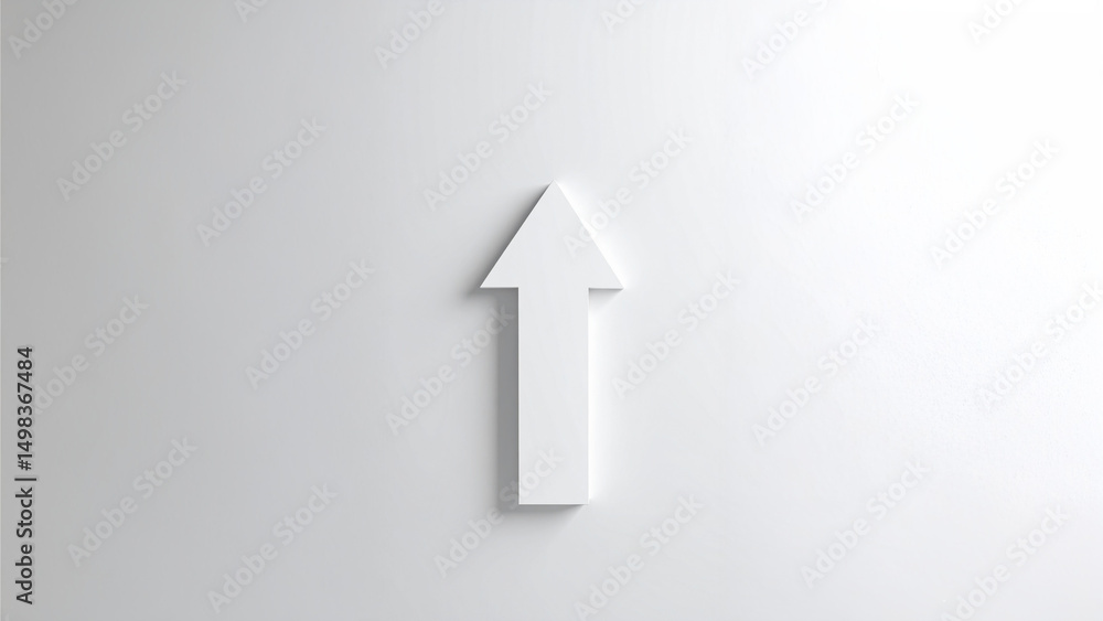 A clean minimal vector of an upward arrow on a white background with subtle shadows, representing business growth and financial success. A clean minimal vector of an upward arrow on a white background with subtle shadows, representing business growth and financial success.